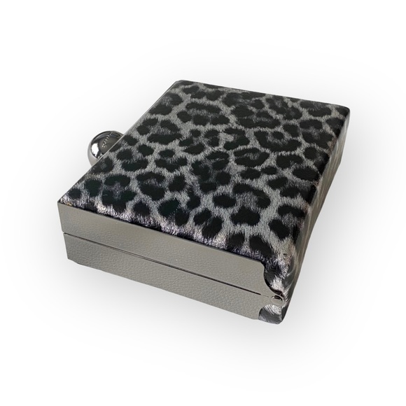 new RoccoBarocco ❤︎ Animal Print Minaudière Box Bag ❤︎ Drop In Chain Handle ❤︎ - Picture 5 of 16